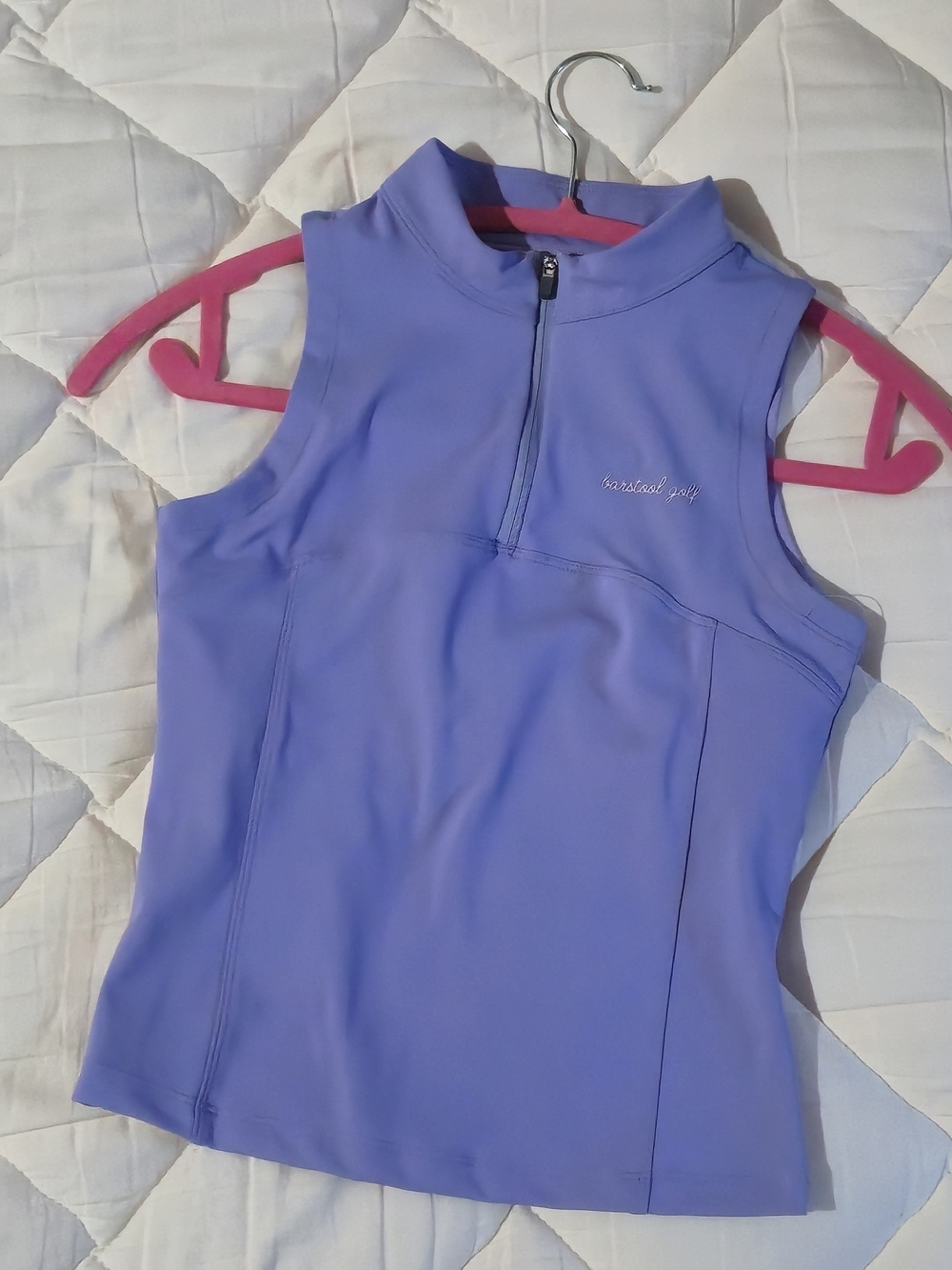 Barstool Lavender Sleeveless Zip Front Sleeveless Golf Polo Shirt Size Small